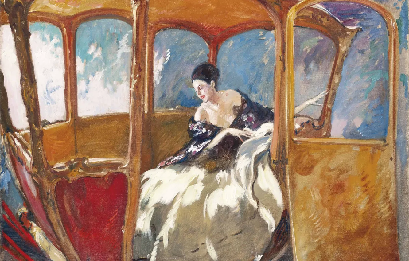 Фото обои платье, 1921, Jean-Gabriel Domergue, Принцесса Русполи в своей карете