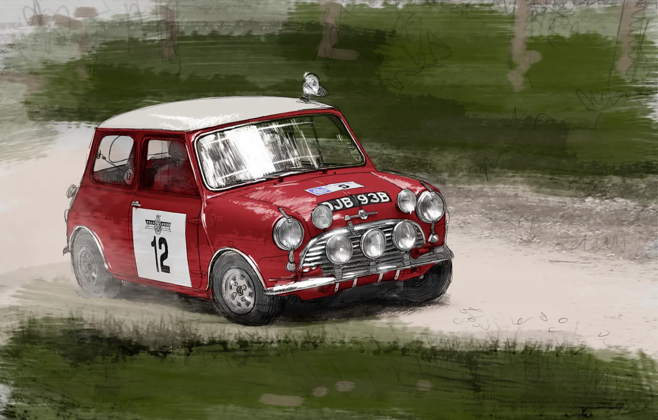 Фото обои рисунок, Mini Cooper, Автомобиль, Мини Купер