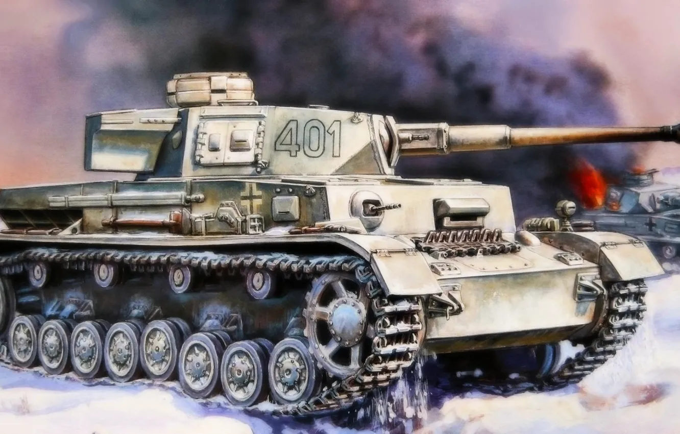 Фото обои war, art, tank, ww2, german tank, panzerkampfwagen, panzer tank, panzer lV