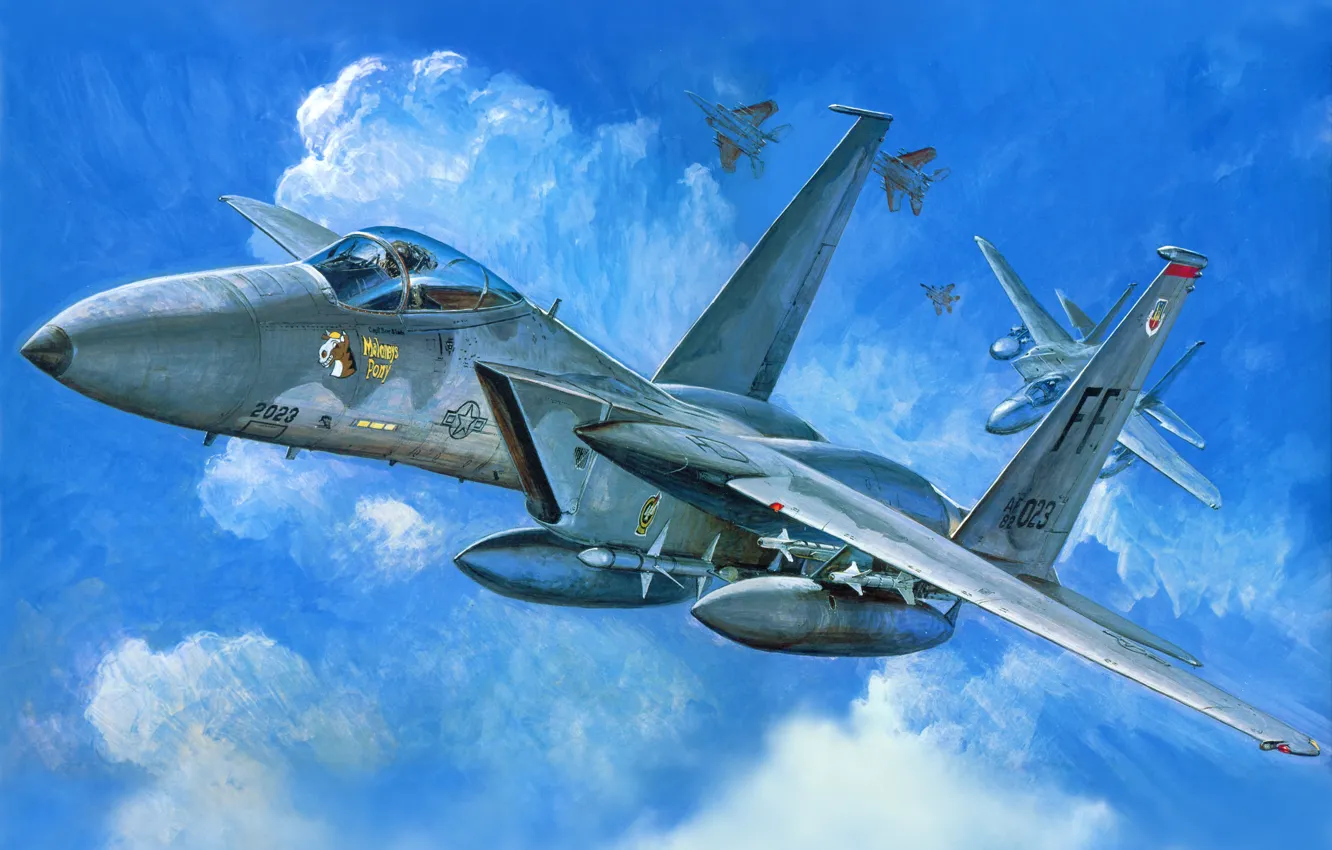 Фото обои рисунок, истребитель, арт, F -15C