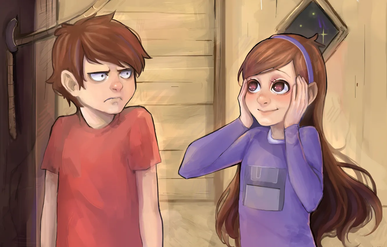 Фото обои мультик, мальчик, девочка, рисованные, мультсериал, мульфильм, Gravity Falls, Гравити Фолз