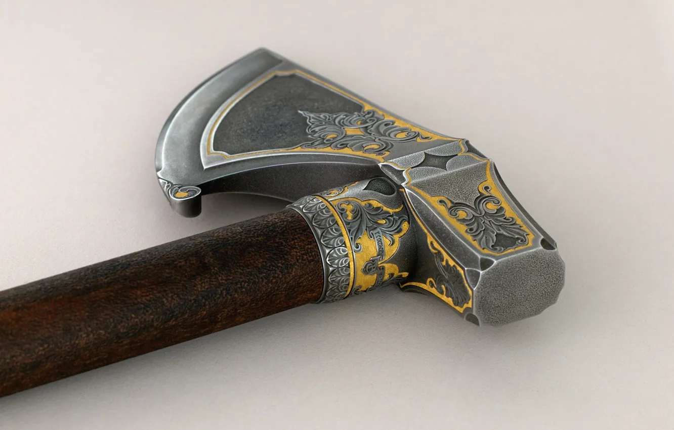 Фото обои axe, metal, gun, weapon, wood, blade, medieval weapon, handmade