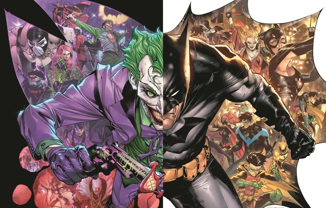 Фото обои Джокер, Герои, Бэтмен, Batman, Joker, DC comics, Комиксы, Злодеи