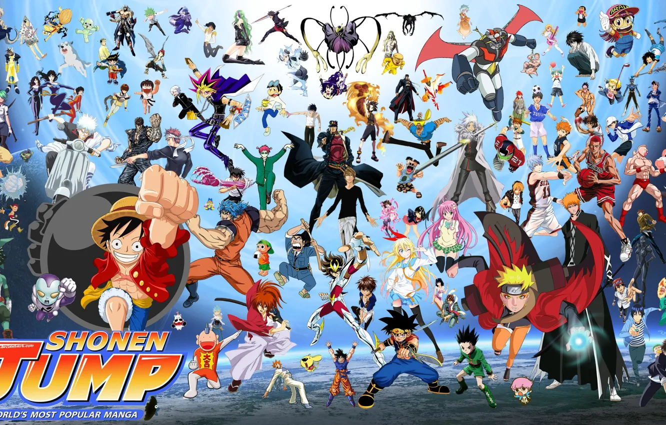 Фото обои game, Bleach, Naruto, One Piece, anime, crossover, asian, manga