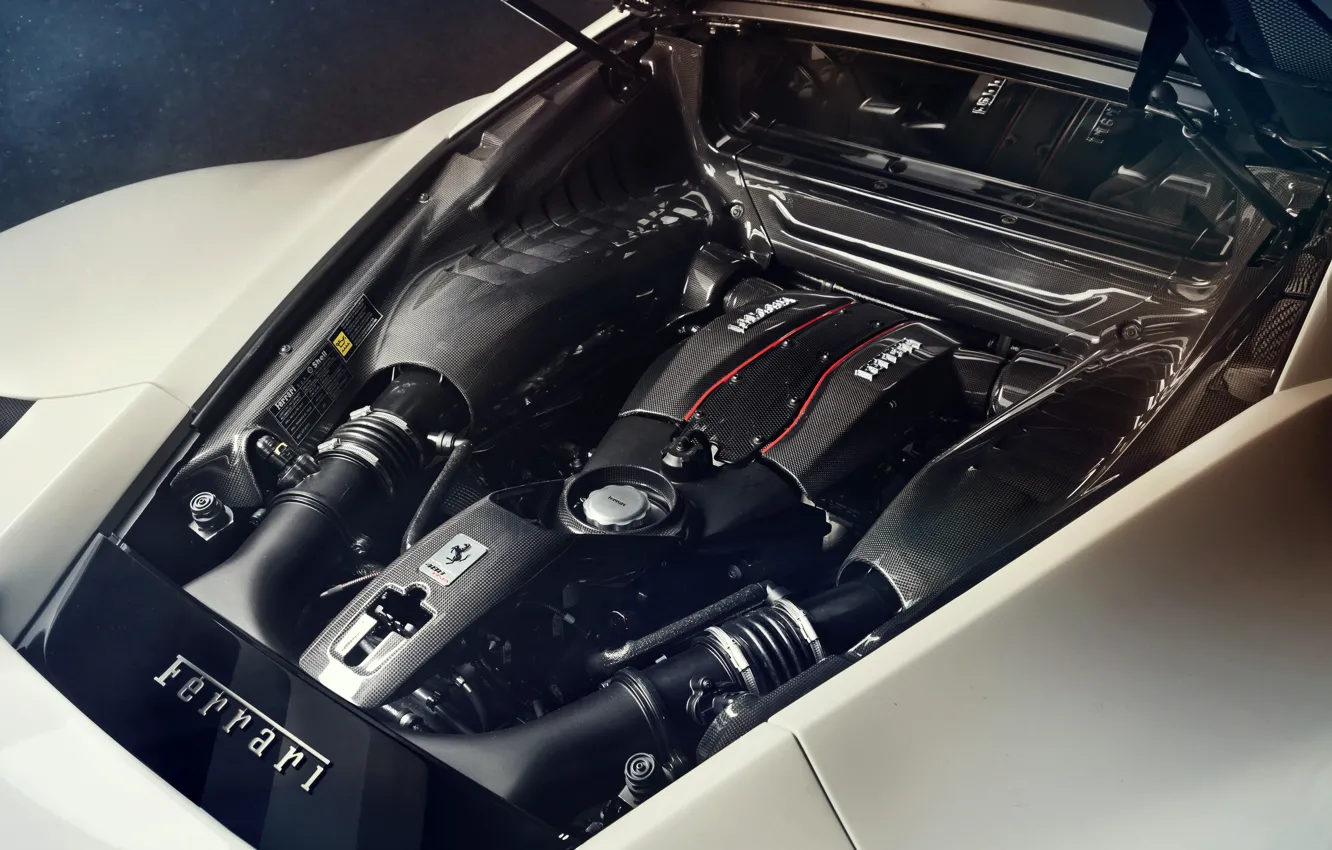 Фото обои двигатель, Ferrari, Novitec, 488, Pista, 2019, V8 twin-turbo