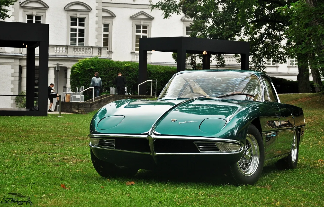 Фото обои классика, лужайка, 1963, Lamborghini 350 GTV