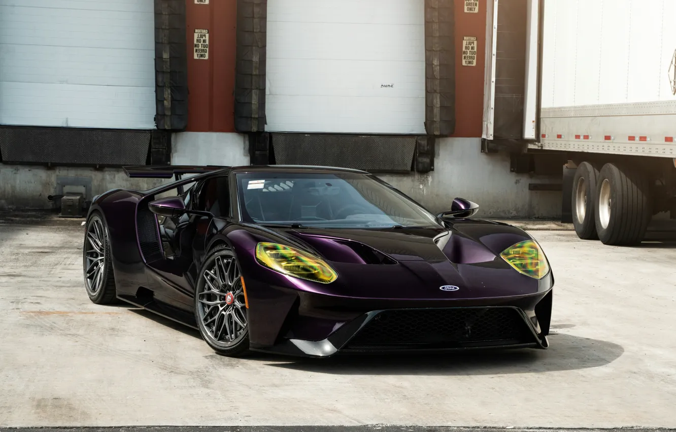 Фото обои Ford, Ford GT, Purple, Front, Sportcar