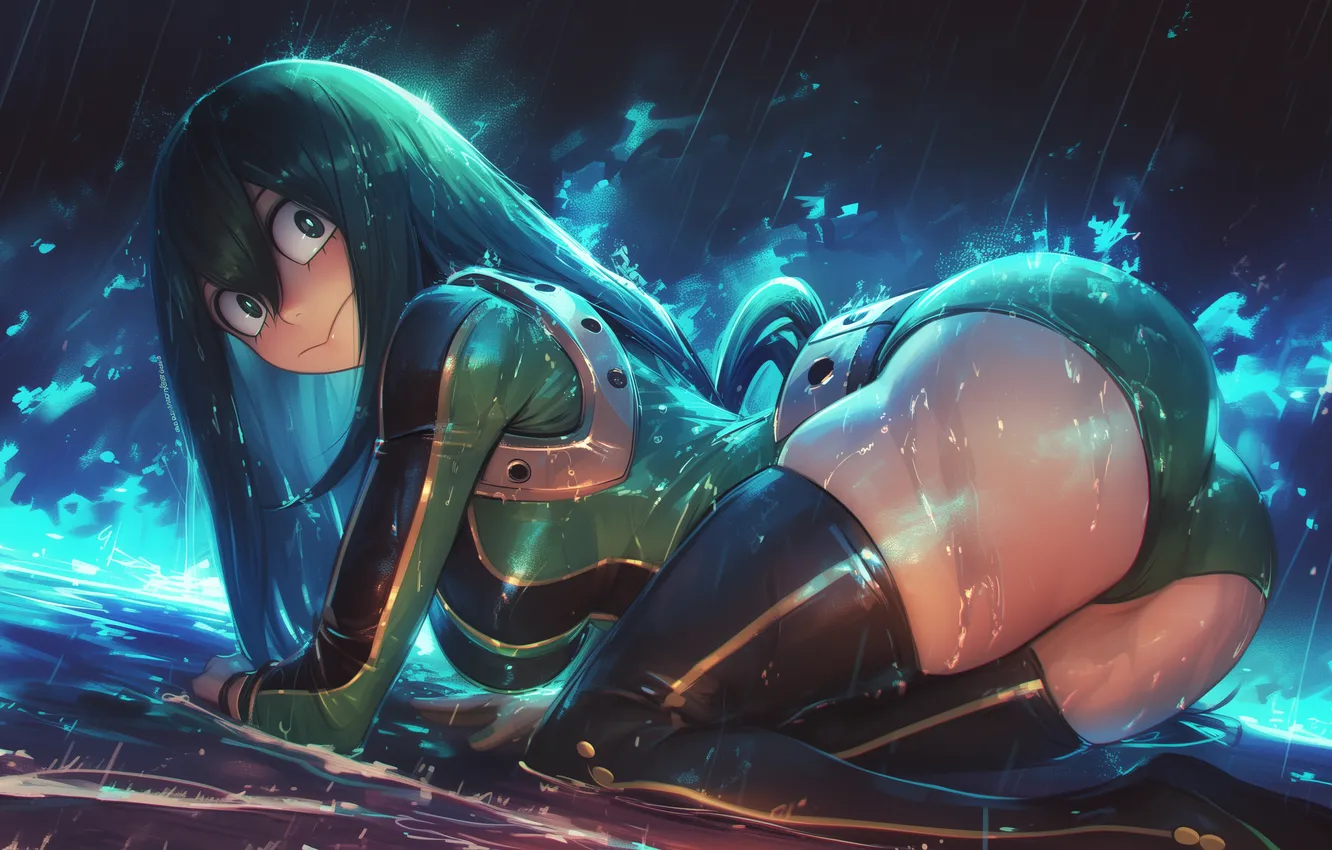 Фото обои аниме, арт, wallpaper, art, Tsuyu Asui, Фроппи, my hero academia, геройка