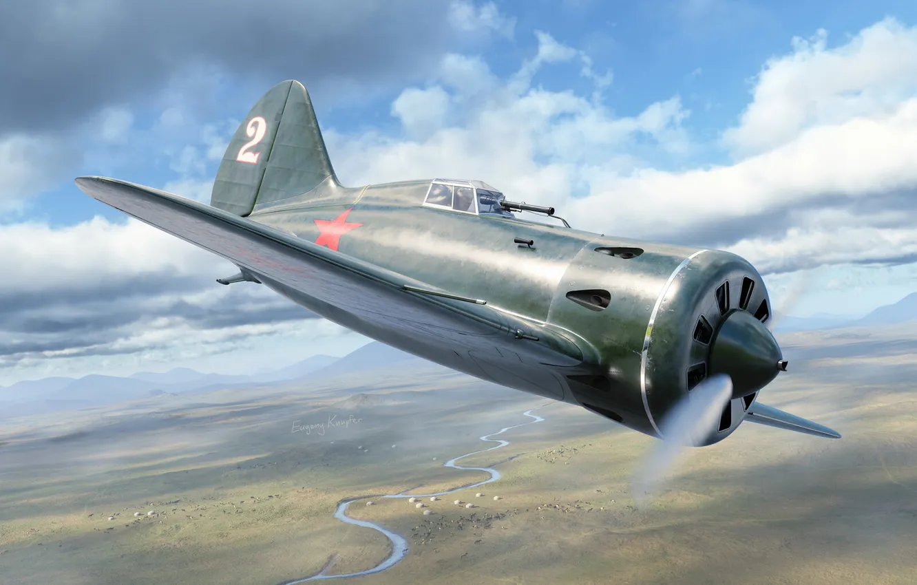 Фото обои истребитель, СССР, и-16, ВВС РККА, Евгений Кнупфер, Polikarpov I-16 Type 5 (Early)