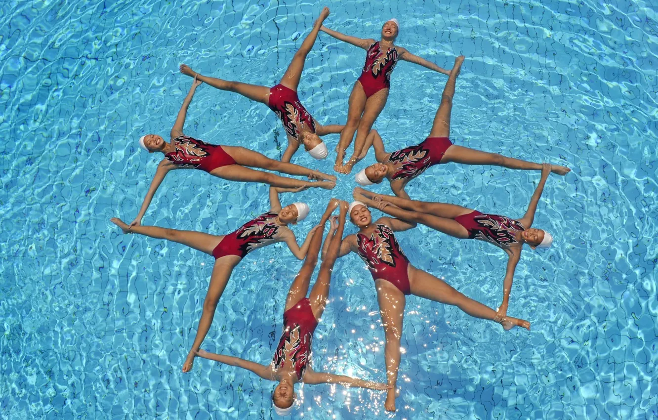 Фото обои вода, девушки, спорт, фигура, плавание, Синхронное