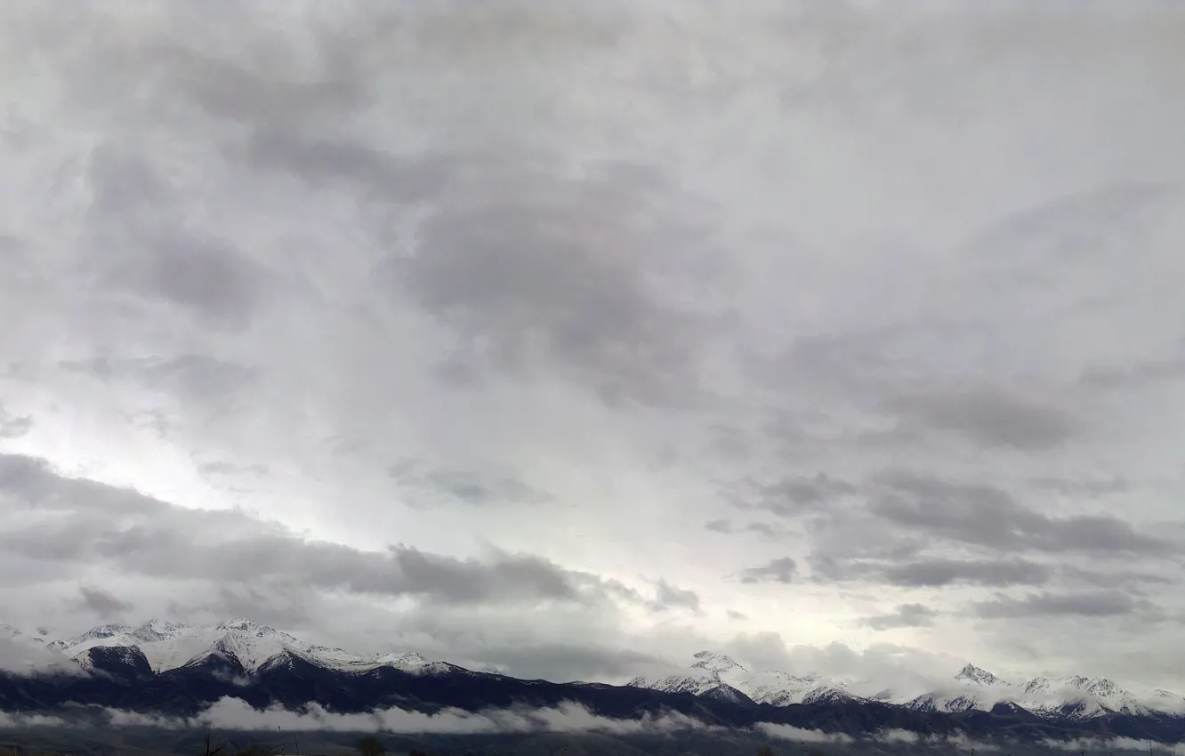 Фото обои небо, облака, горы, кыргызстан