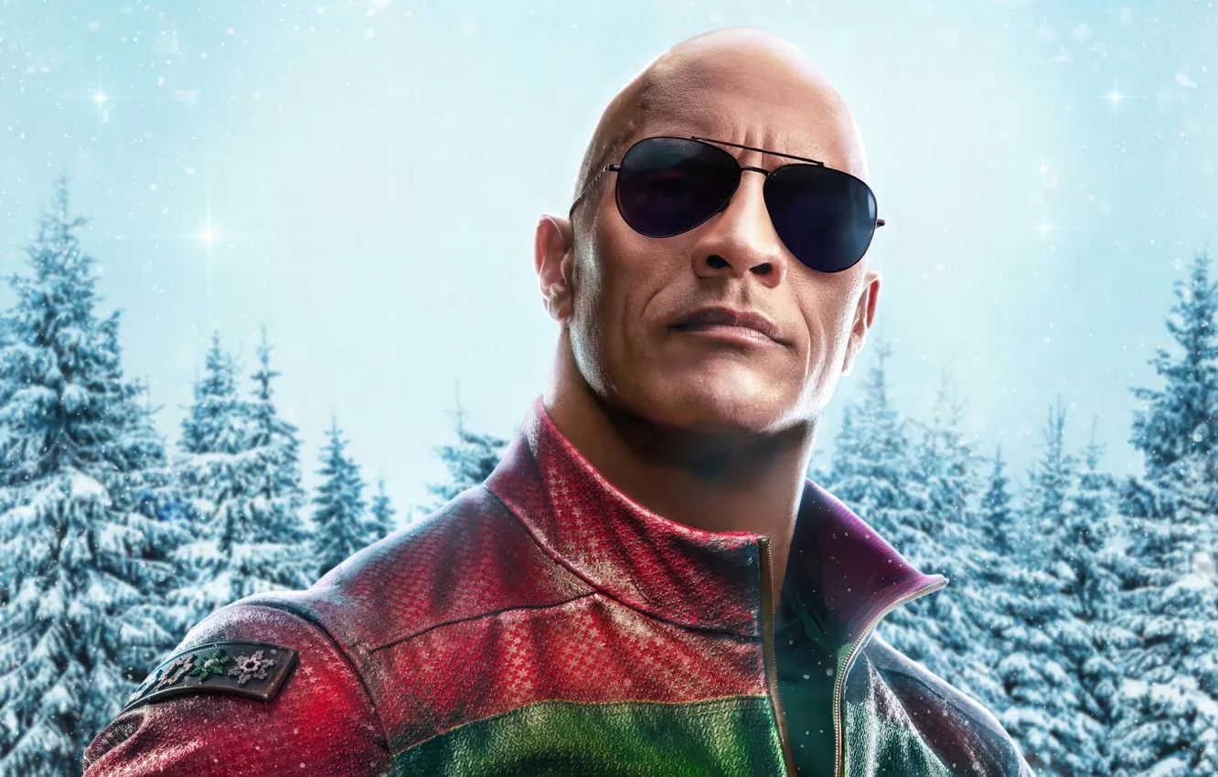 Фото обои поза, очки, Дуэйн Джонсон, Dwayne Johnson, фон лес, Red One, Миссия: Красный, Callum Drift
