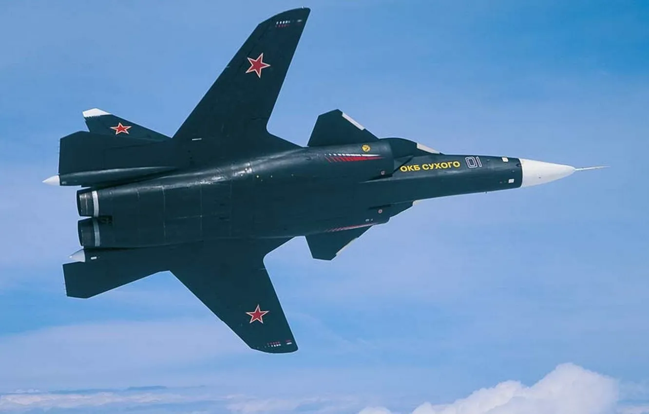 Фото обои Истребитель, Высота, Полёт, ВВС, России, Сухой, Су-47, Беркут