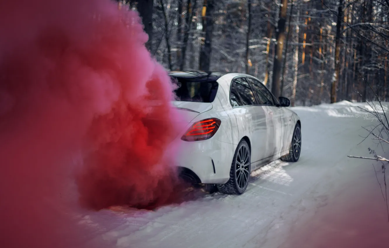 Фото обои зима, car, машина, авто, city, туман, гонка, сказка