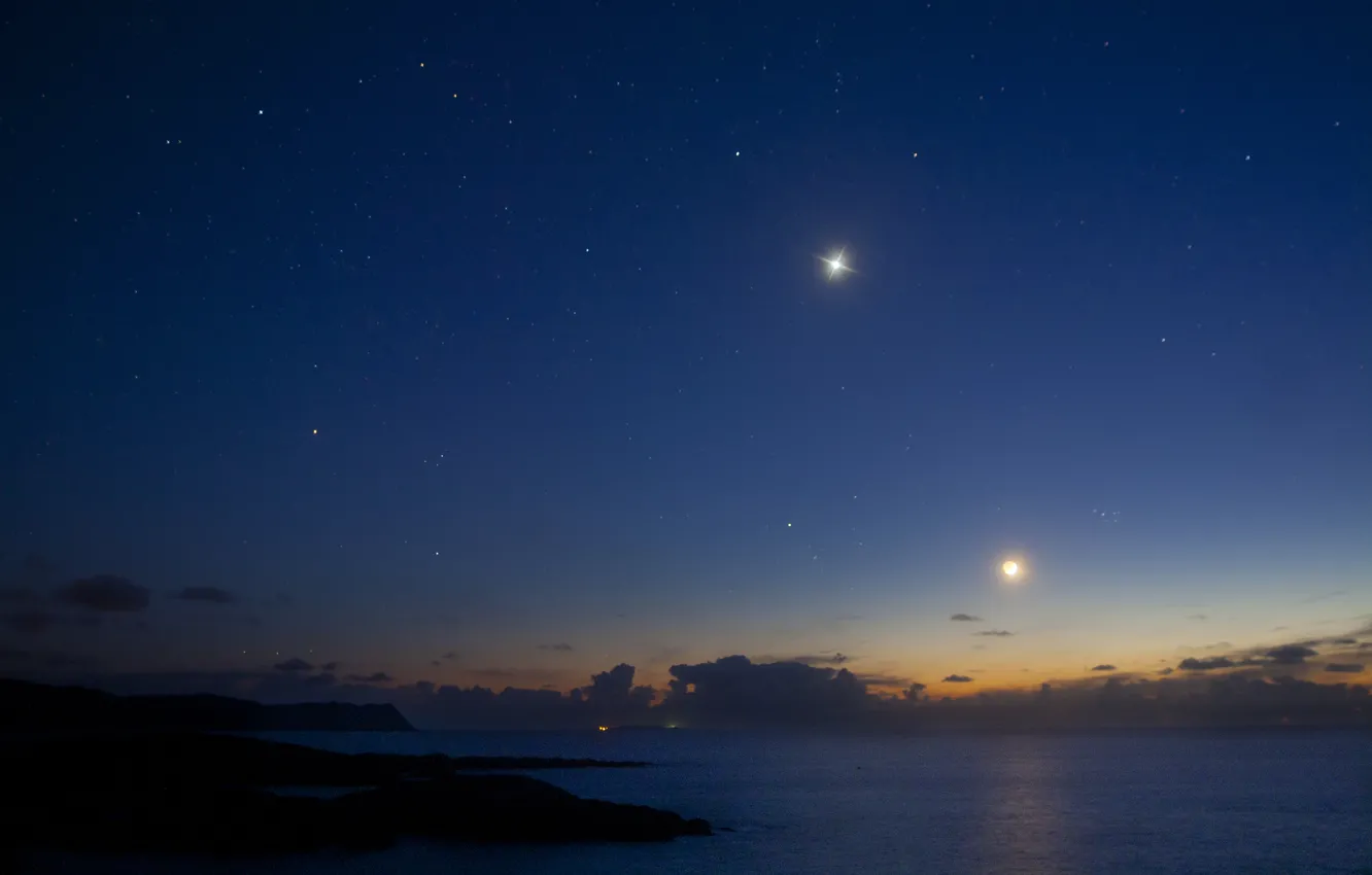 Фото обои побережье, Луна, Венера, Donegal