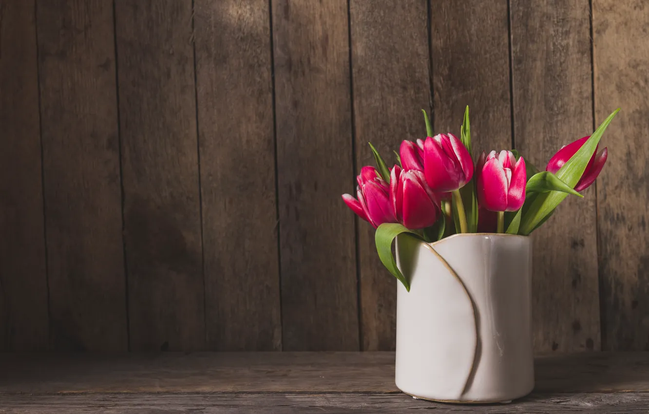 Фото обои цветы, букет, тюльпаны, розовые, fresh, wood, pink, flowers