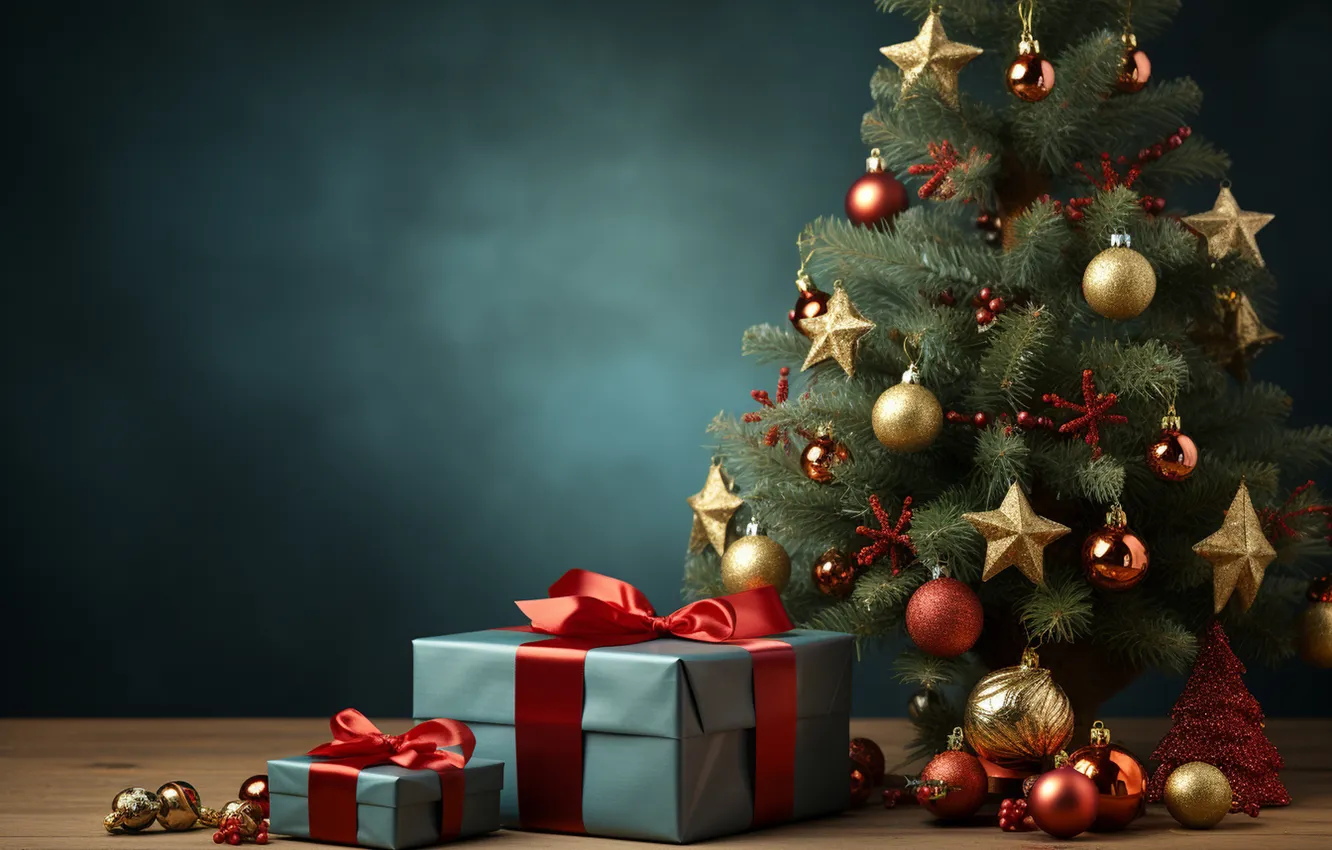 Фото обои елка, Рождество, подарки, Новый год, Christmas, tree, decoration, gift boxes