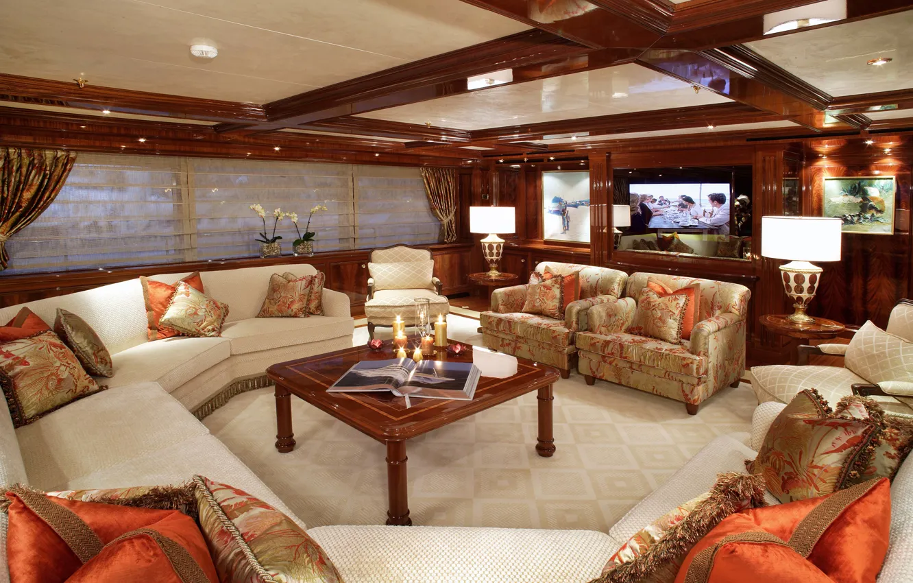 Фото обои дизайн, стиль, интерьер, яхта, салон, люкс, luxury motor yacht, EMELINA