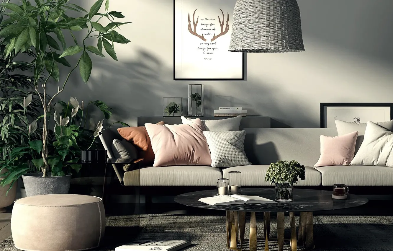 Фото обои уют, интерьер, софа, гостиная, bohemian chic of modern