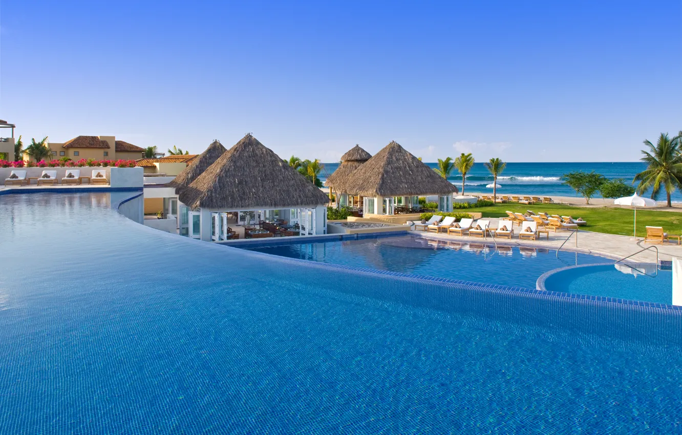 Фото обои pool, beach, ocean, Punta Mita resort