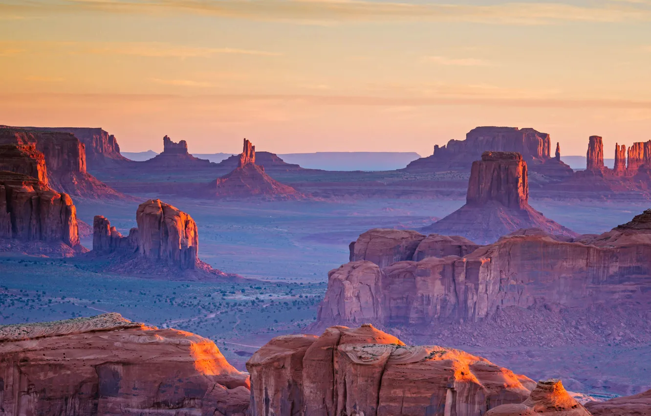 Фото обои панорама, Аризона, Юта, США, Долина Монументов