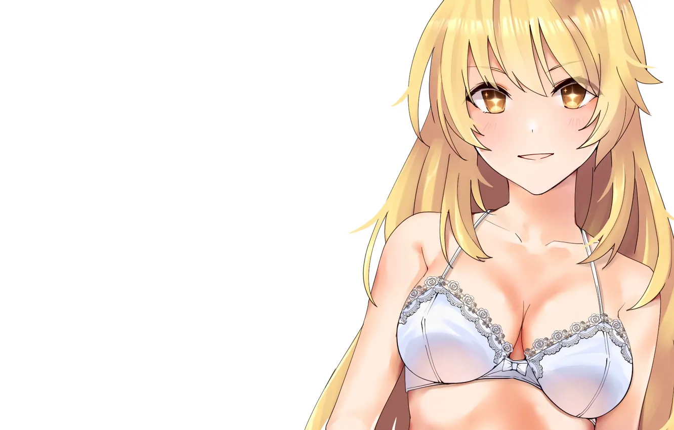 Фото обои girl, sexy, lingerie, bra, cleavage, long hair, boobs, anime