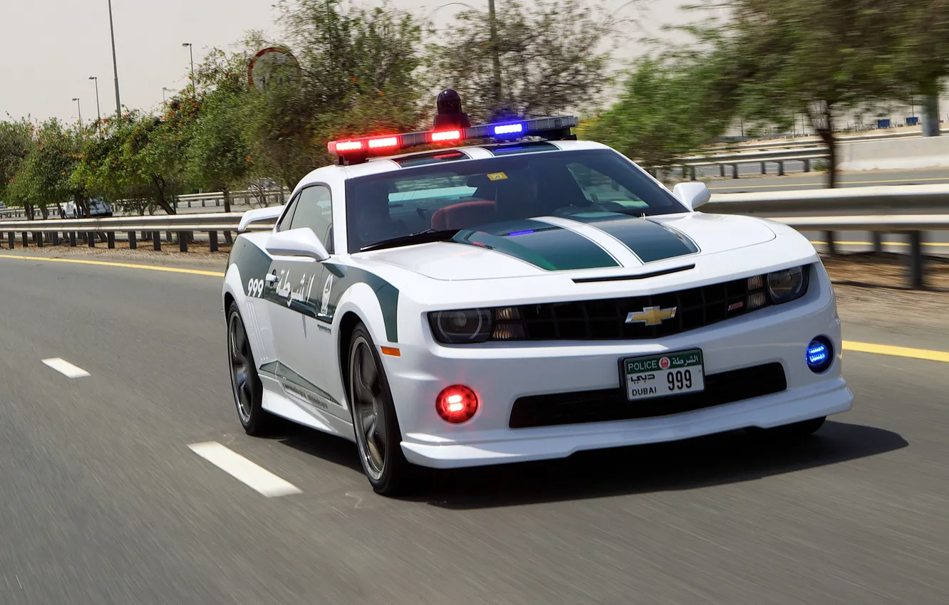 Фото обои дорога, Chevrolet, Camaro, Camaro SS, полицейская, police car