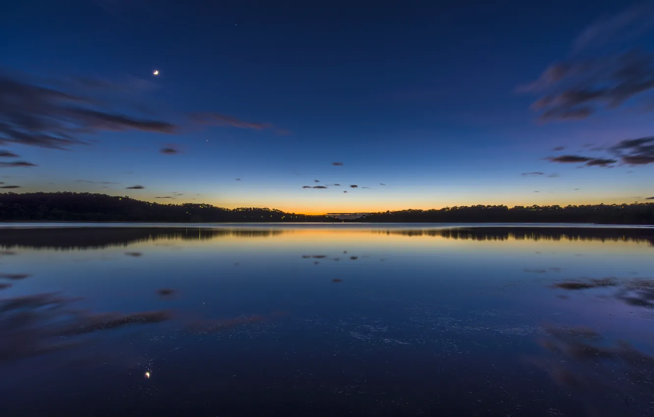 Фото обои пейзаж, природа, озеро, сумерки, Australia, Sydney, Narrabeen Lake