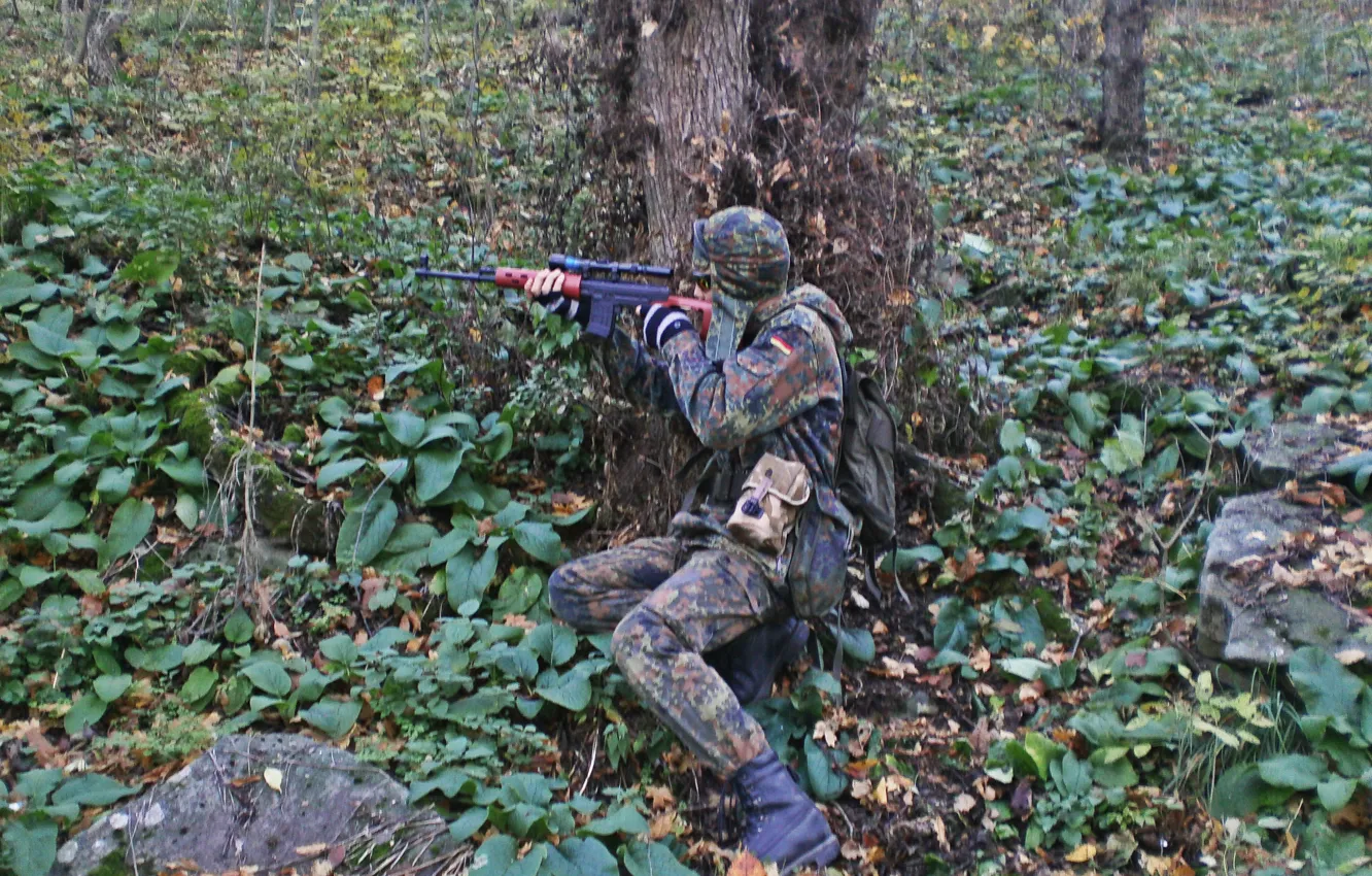 Фото обои лес, оружие, СВД, бундесвер, флектарн