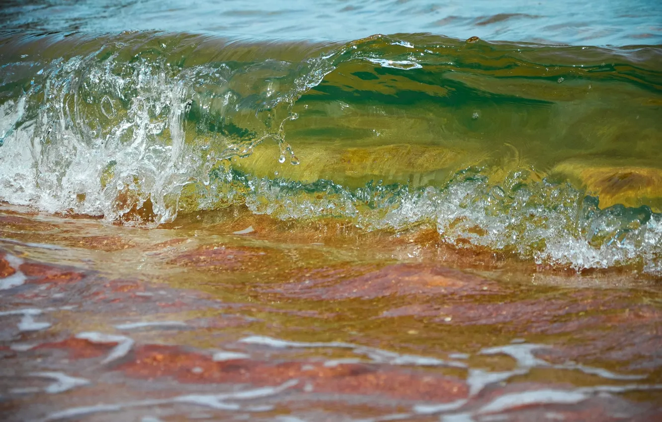 Фото обои вода, прозрачность, свет, берег, волна, прибой