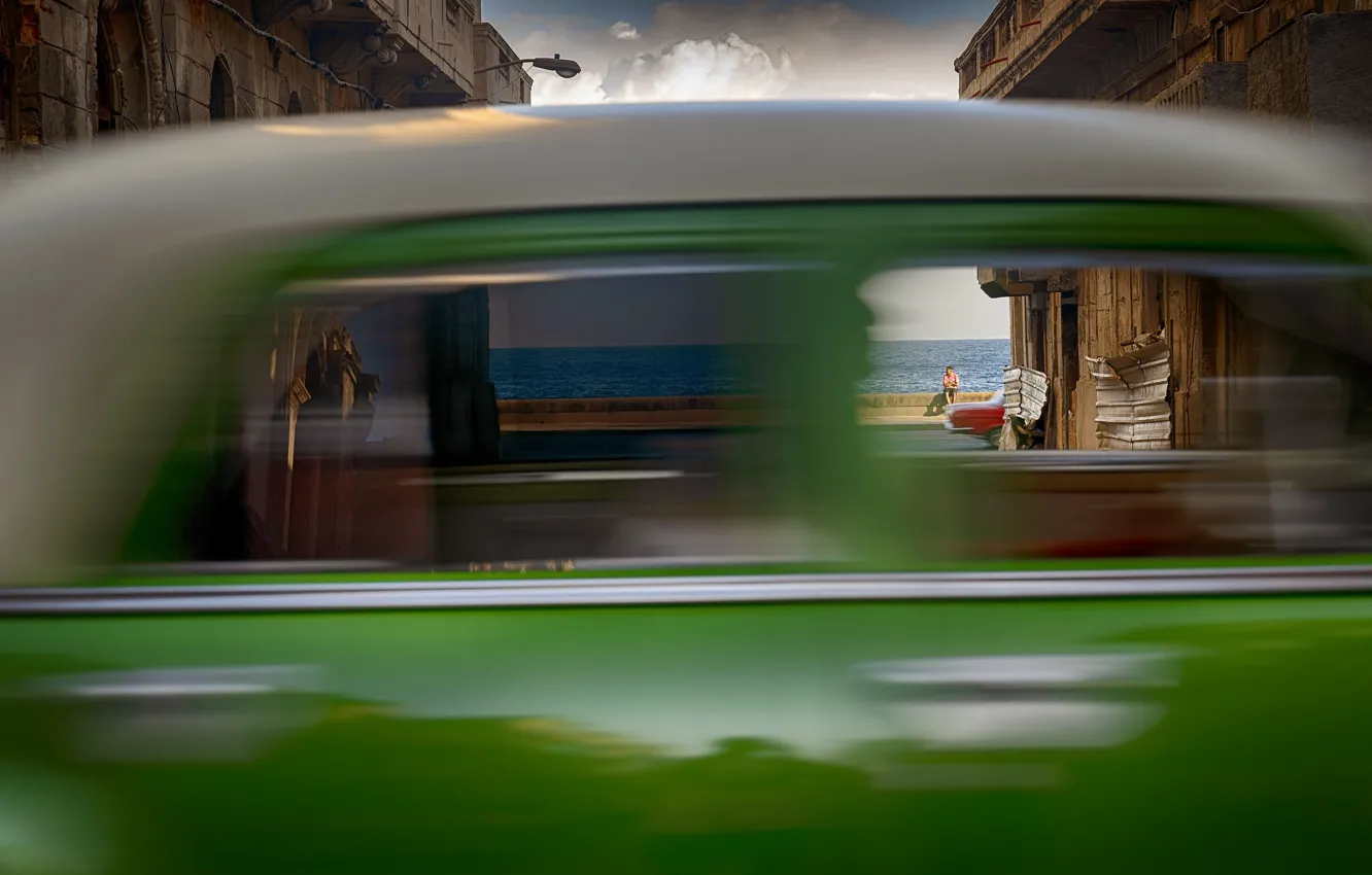 Фото обои море, car, движение, размытие, автомобиль, sea, blur, motion