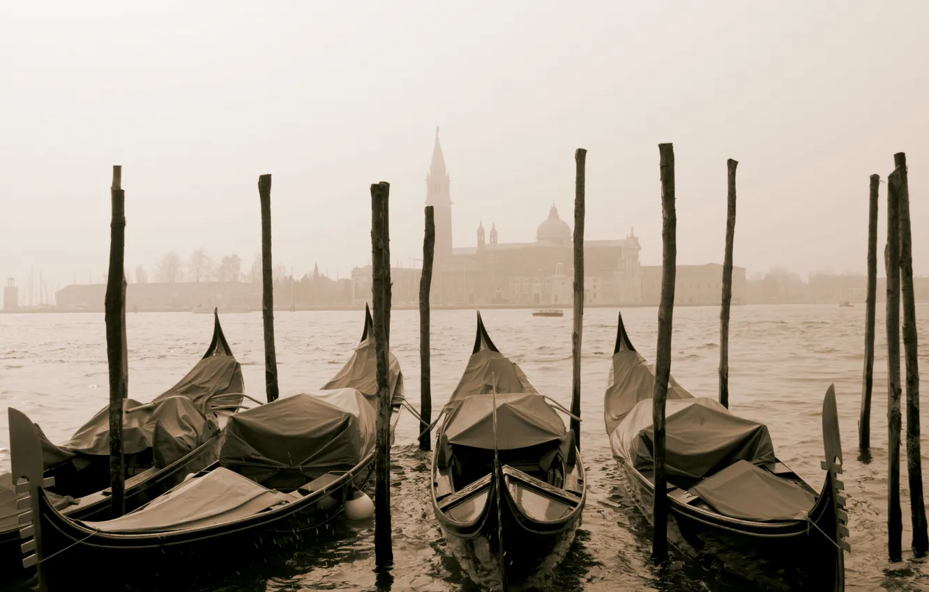 Фото обои city, город, Италия, Венеция, канал, Italy, гондолы, Venice