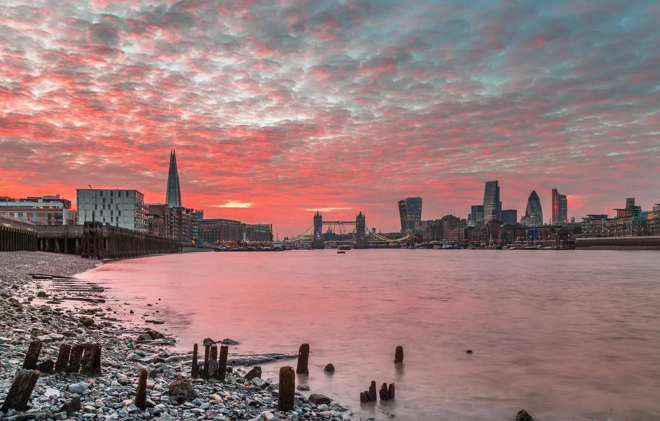 Фото обои закат, город, Лондон