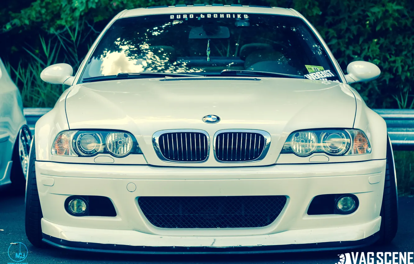 Фото обои бмв, BMW, белая, tuning, stance, e46