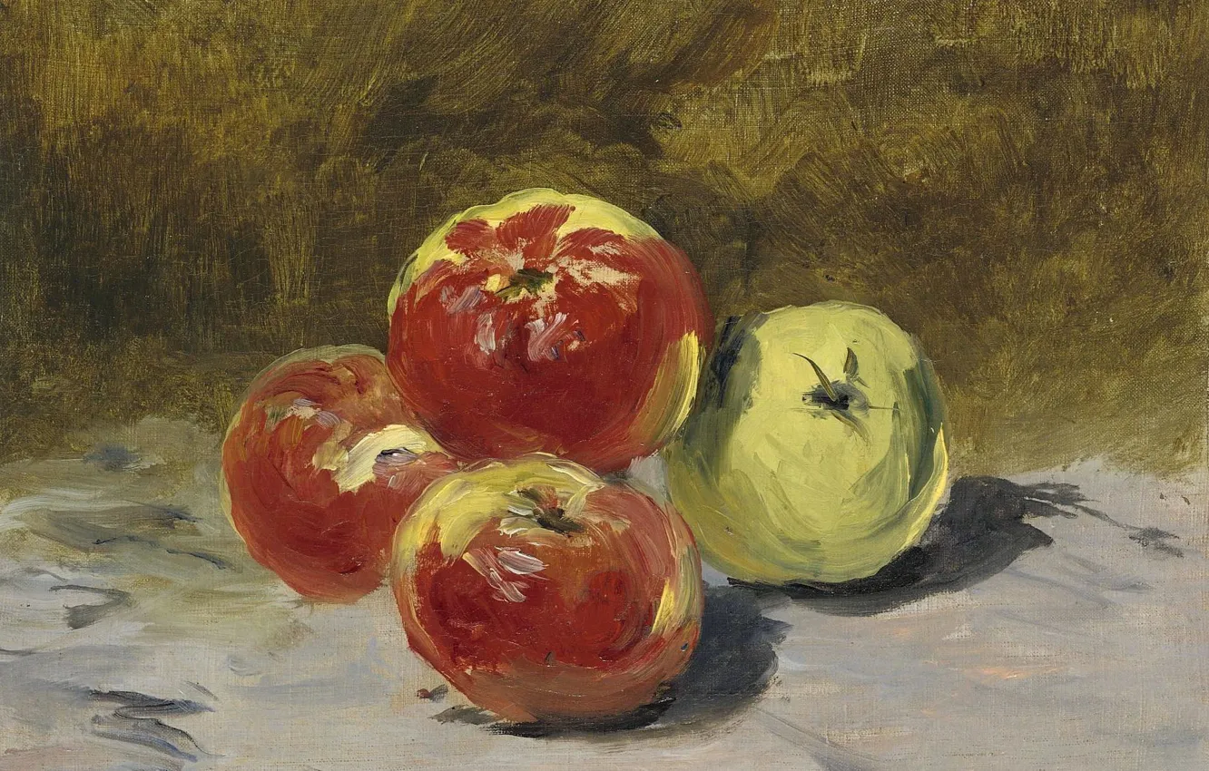 Фото обои картина, фрукты, натюрморт, Эдуард Мане, Eduard Manet, Четыре Яблока