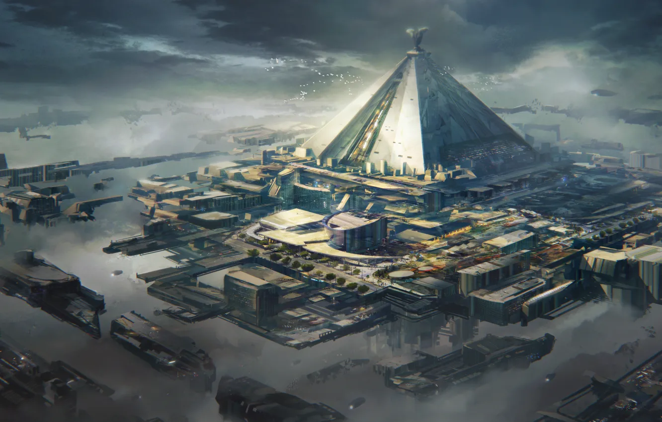 Фото обои пирамида, mereen spaceport, game of thrones redesign