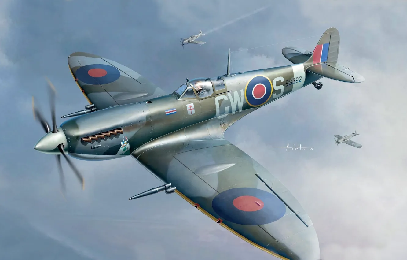 Фото обои Франция, истребитель, Великобритания, Supermarine Spitfire, Raf, Auletta, Spitfire F Mk.IX