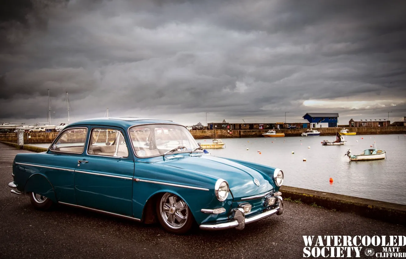 Фото обои Volkswagen, Car, Blue, Old, Notchback