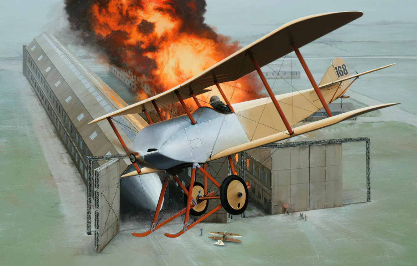 Фото обои art, airplane, biplane, ww1, aviaiton