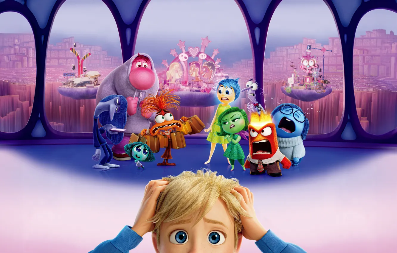 Фото обои мультфильм, постер, персонажи, Inside Out 2, Головоломка 2