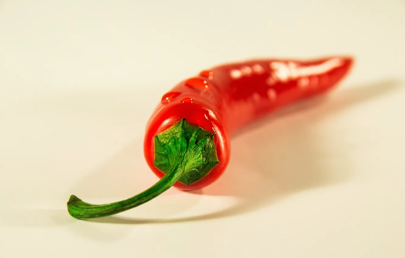 Фото обои hot, drops, vegetable, stalk, red pepper