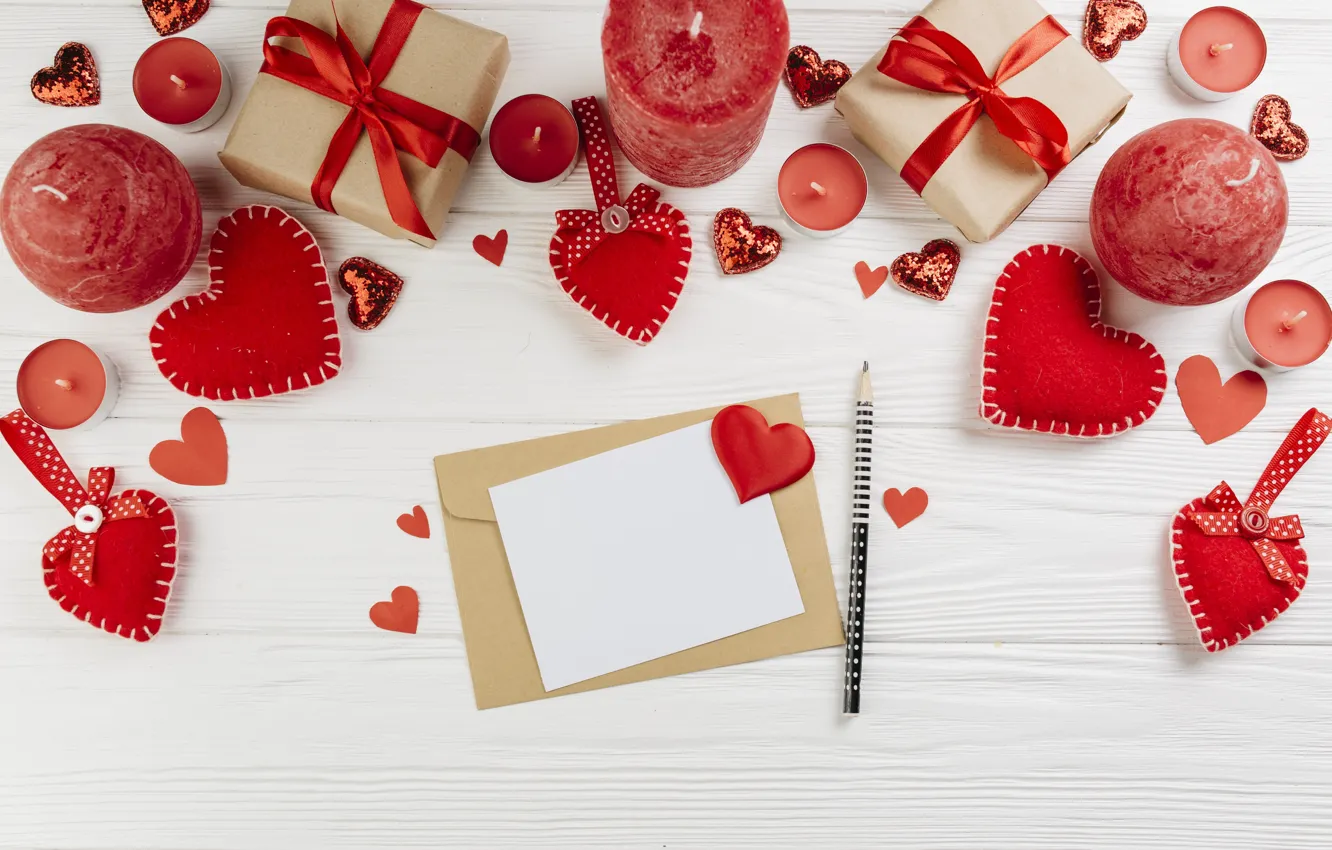 Фото обои праздник, Love, подарки, сердечки, валентинка, декор, Holiday, Gift