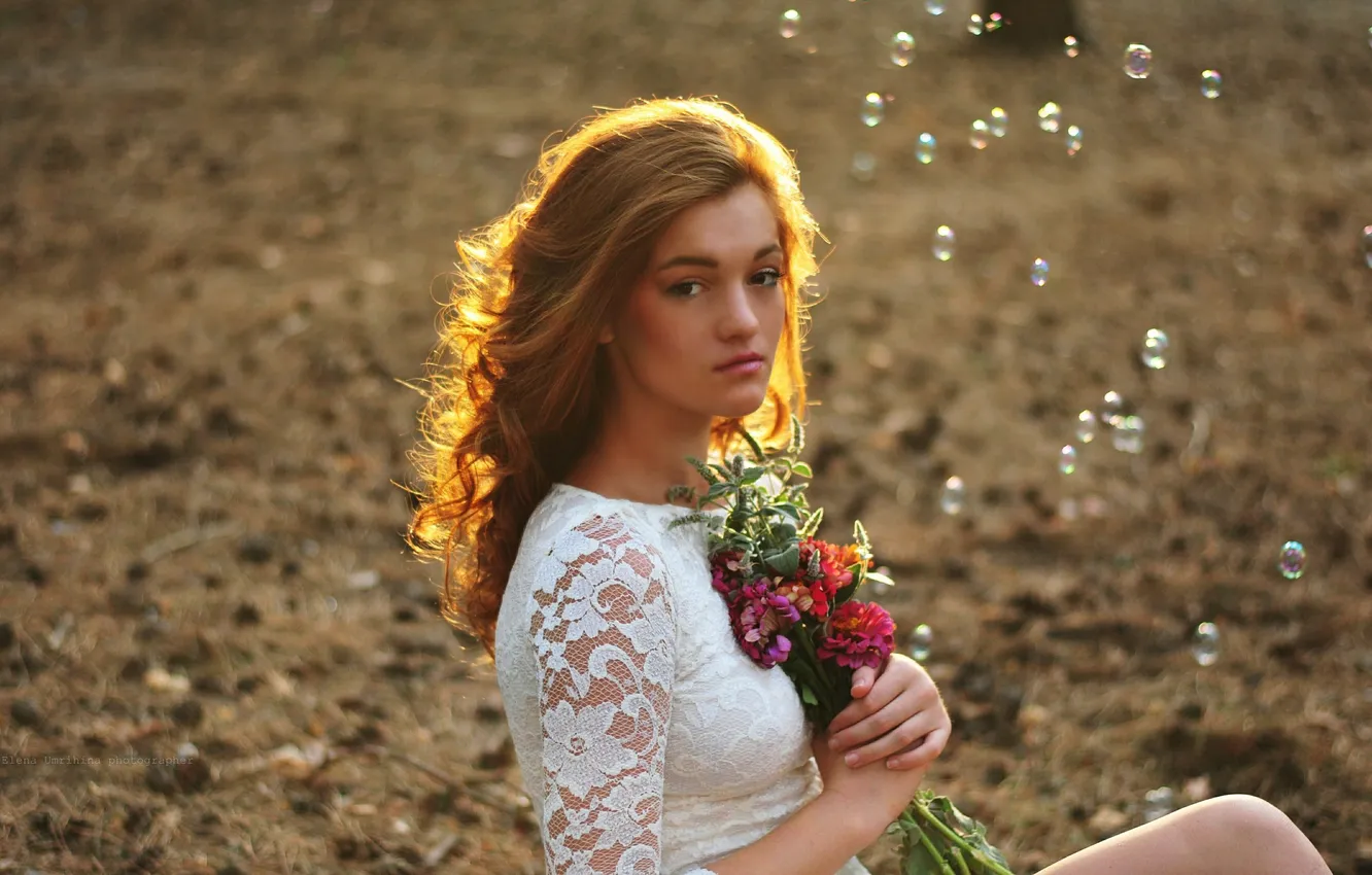 Фото обои девушка, цветы, пузыри, фотограф, girl, photography, photographer, Elena Umrihina