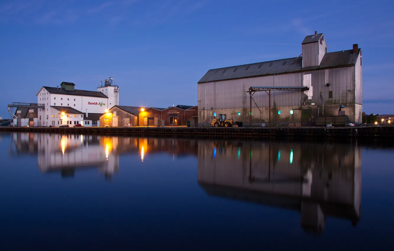 Фото обои water, harbour, blue hour