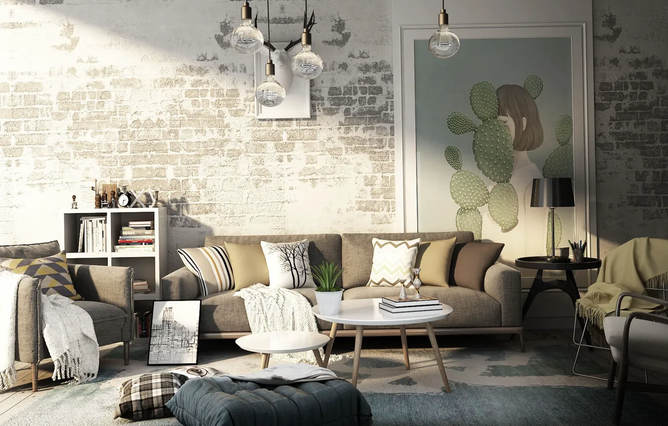 Фото обои дизайн, стиль, интерьер, картина, кресла, софа, гостиная, NONAGON style