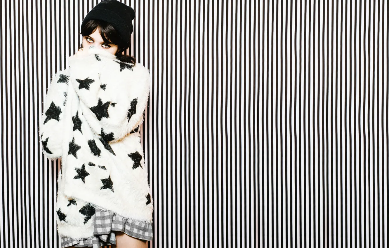 Фото обои девушка, полоски, Sky Ferreira