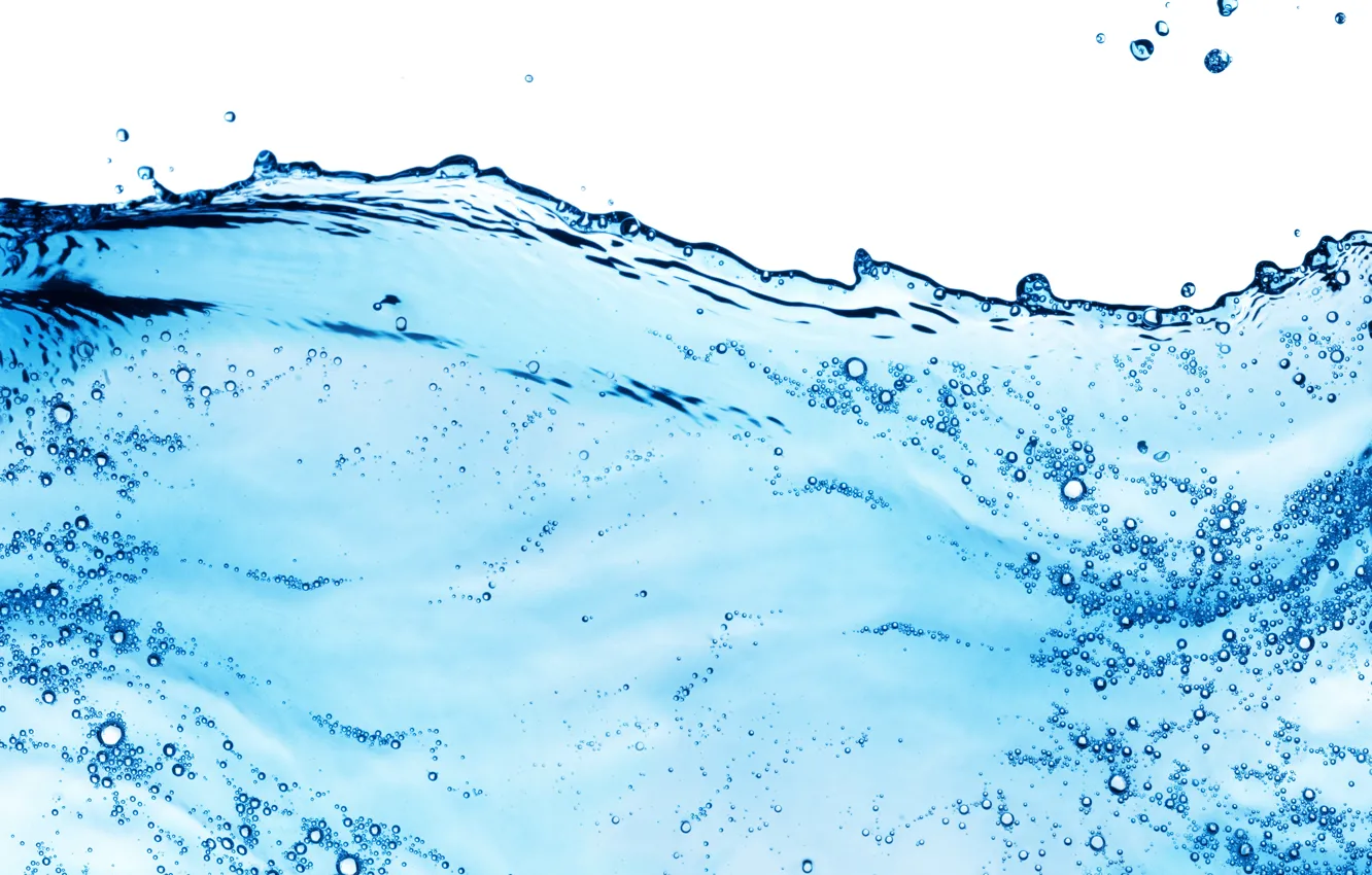 Фото обои белый, вода, капли, пузыри, голубой, всплеск, широкоформатные обои, water