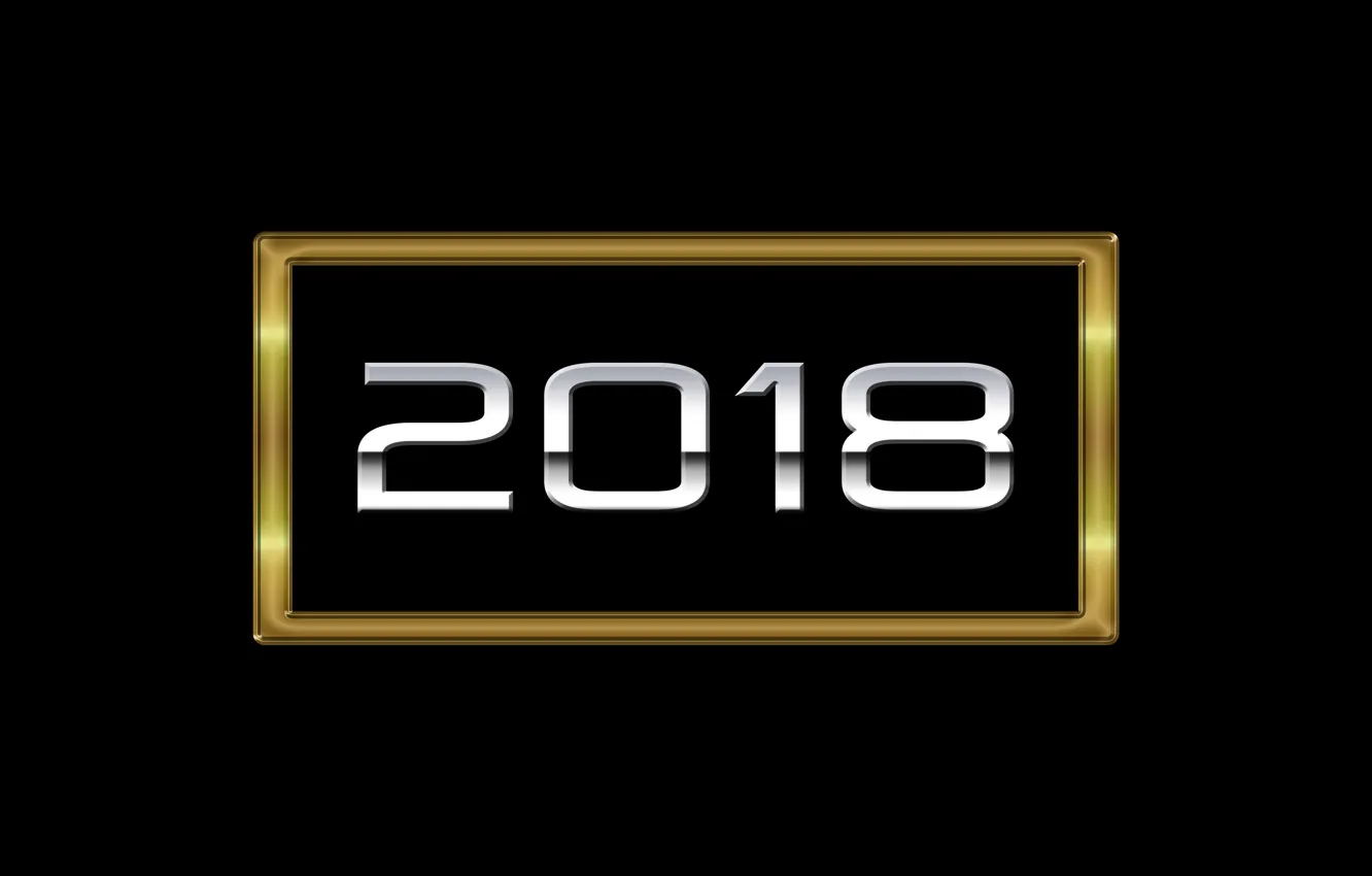 Фото обои рендеринг, золото, новый год, чёрное, Рождество, цифры, 2018