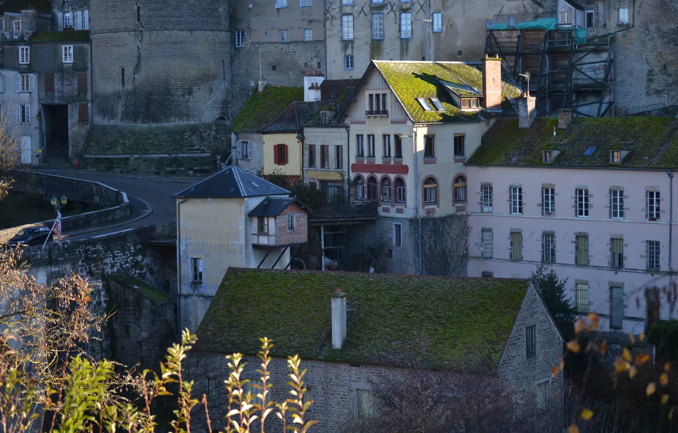 Фото обои Франция, Дома, Здания, France, Panorama, Semur-en-Auxois, Семюр-ан-Осуа