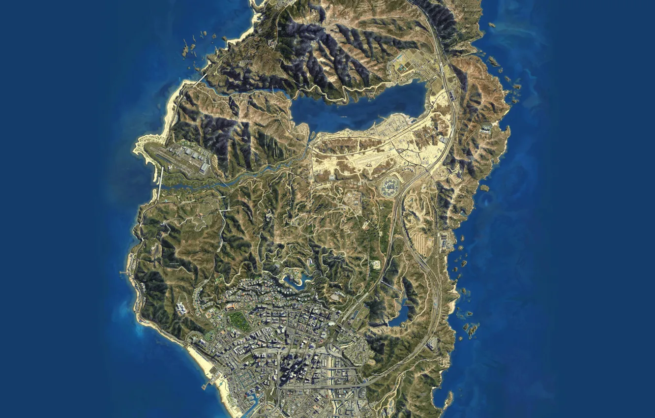 Фото обои Rockstar, Map, Grand Theft Auto V, GTA V